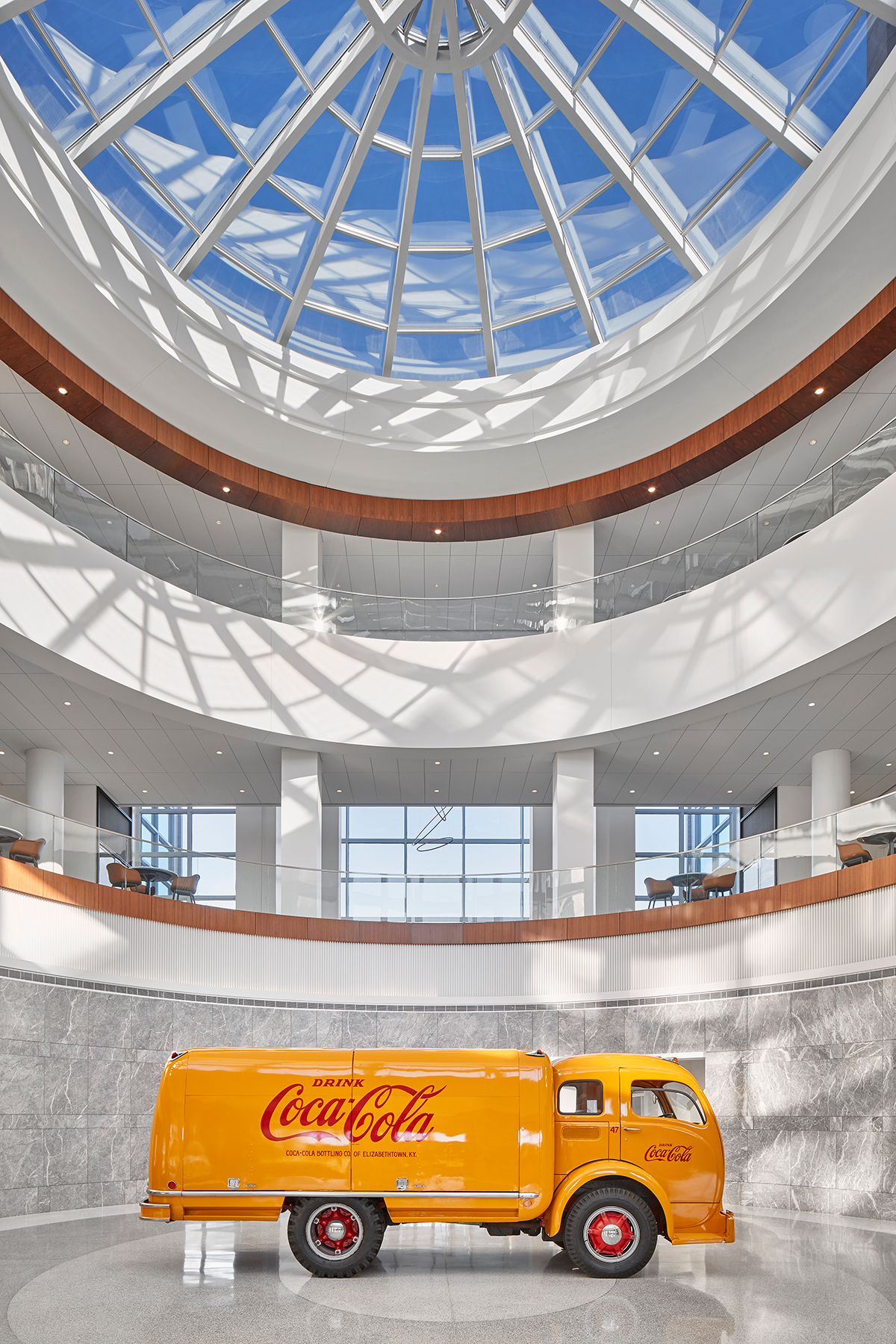Coke atrium with yellow truck
